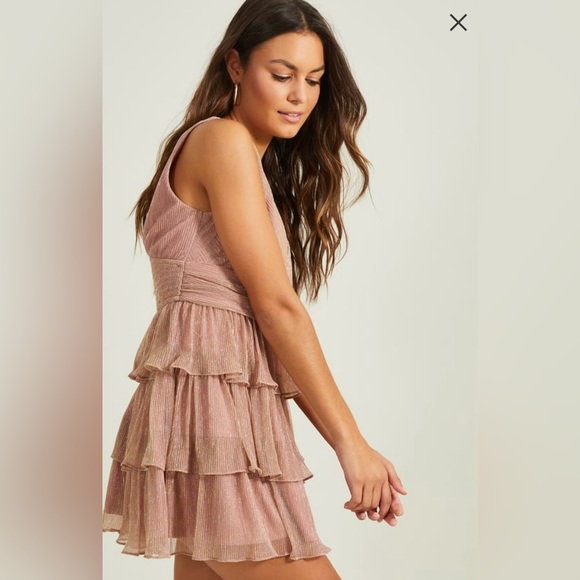 Altar’d State Wilma Metallic Mini Dress Rose Gold Small NWT - Picture 3 of 8